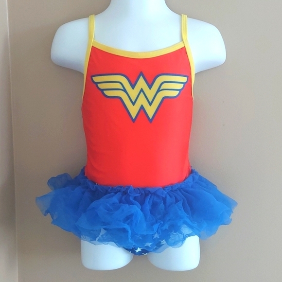 Wonder Woman Toddler Girls' Tutu Swimsuit one piece hero bathing suit - size 3T - Picture 1 of 8